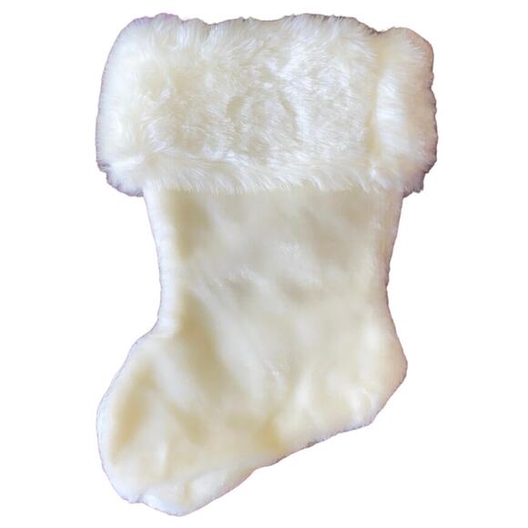 Santa’s Best White Cream Plush Stocking Soft Vintage Hanging Faux Fur Great USED - Picture 4 of 10